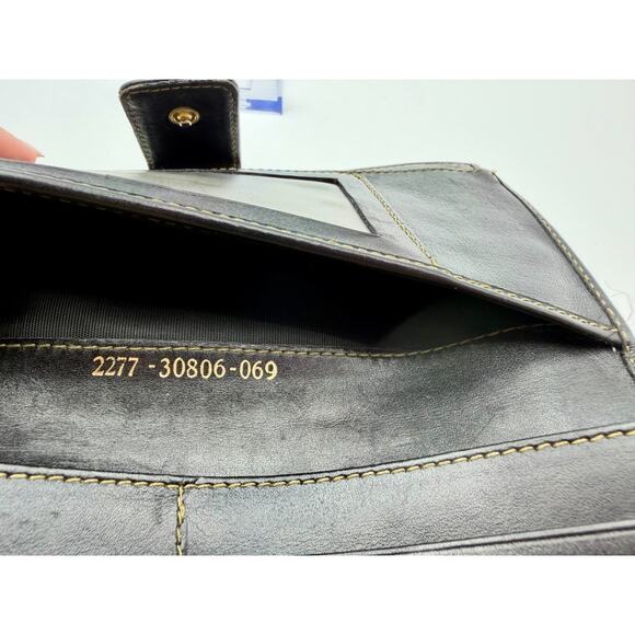 FENDI Pequin Stripe Continental Long Wallet Black Leather Vintage Authentic COA - Picture 12 of 16